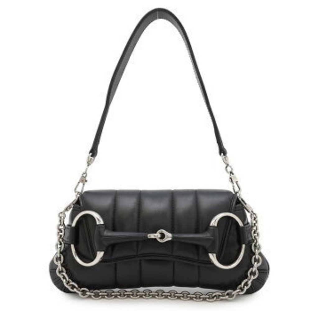 Gucci Horsebit Leather Handbag Chain Bag Black - Picture 1 of 8